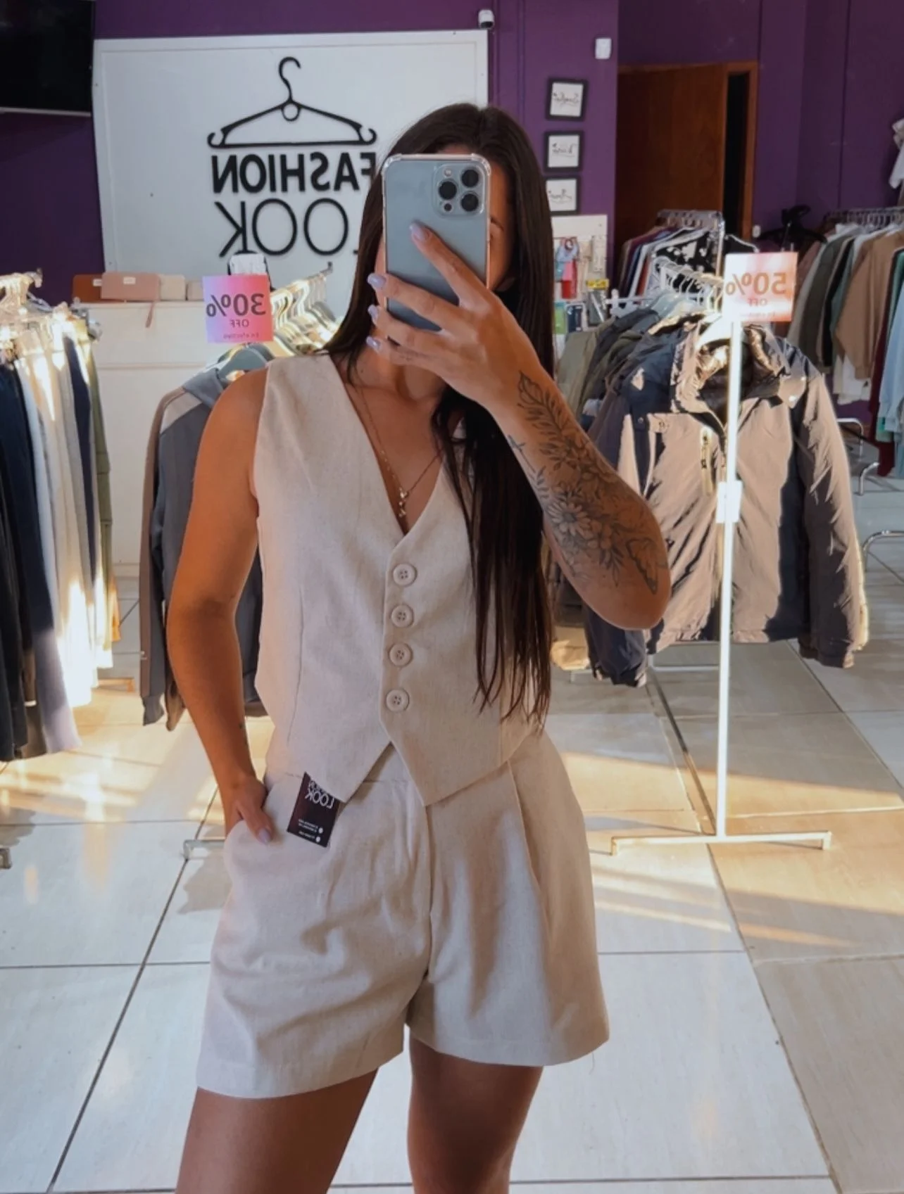 Conjunto Chaleco y Short de lino - Imagen 8