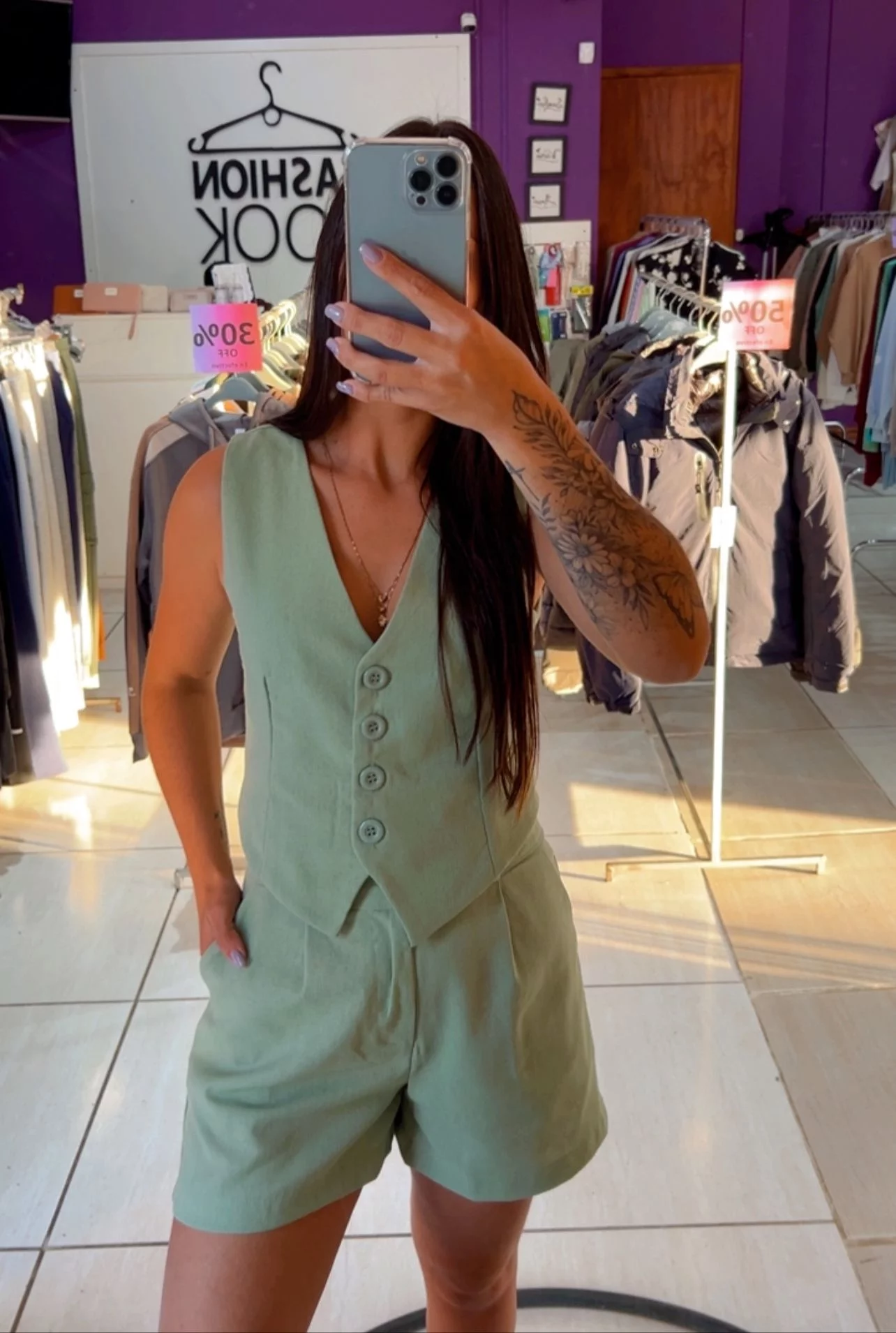 Conjunto Chaleco y Short de lino - Imagen 7