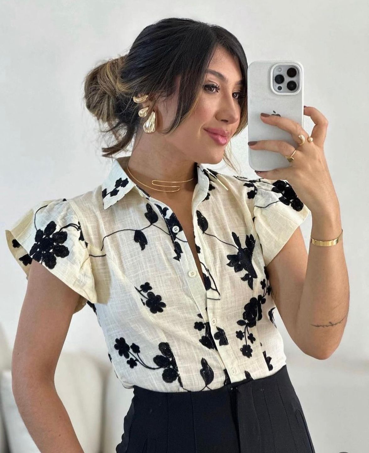 Camisa con detalle en broderie - Imagen 3