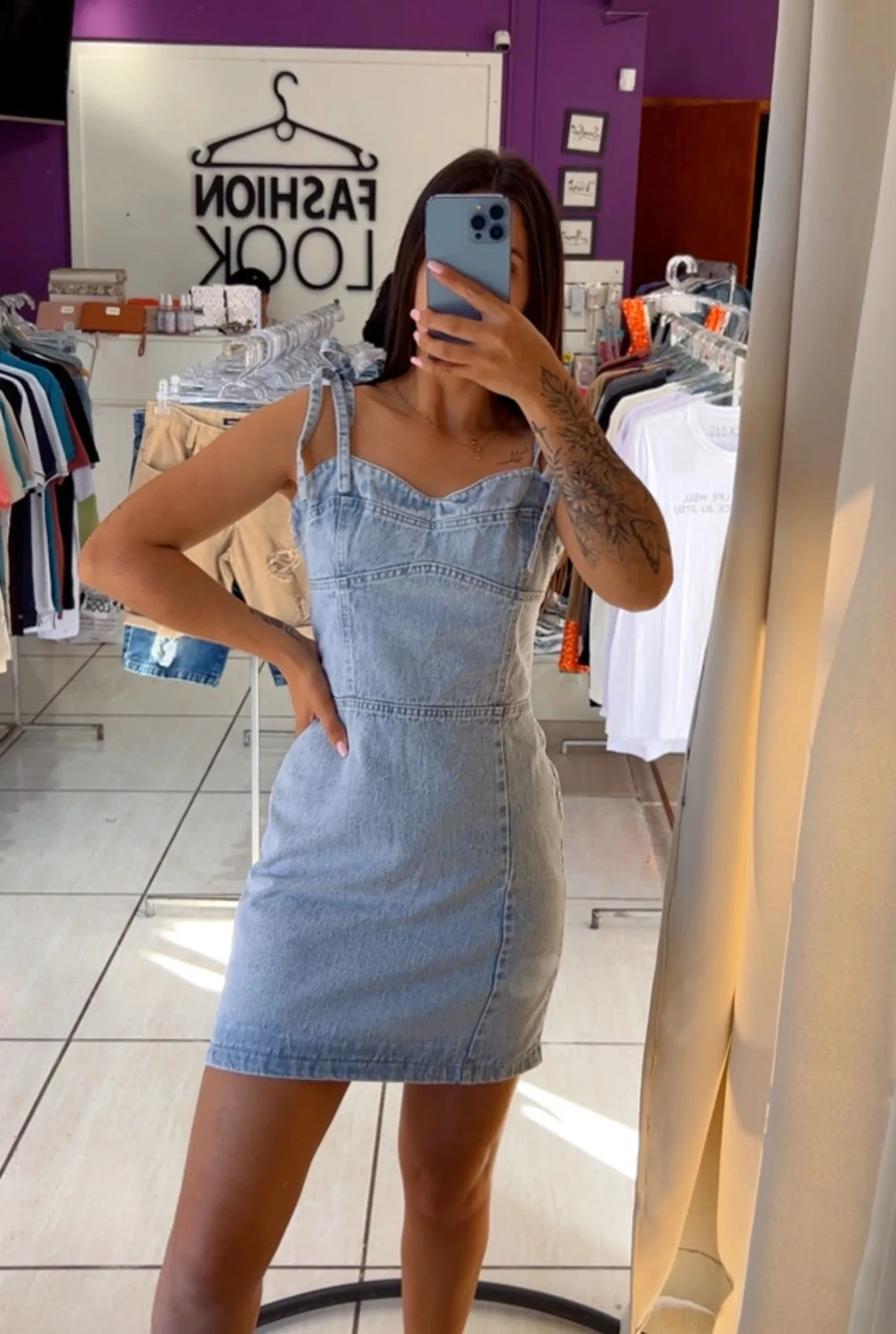 Vestido de jeans tiras de atar - Imagen 2